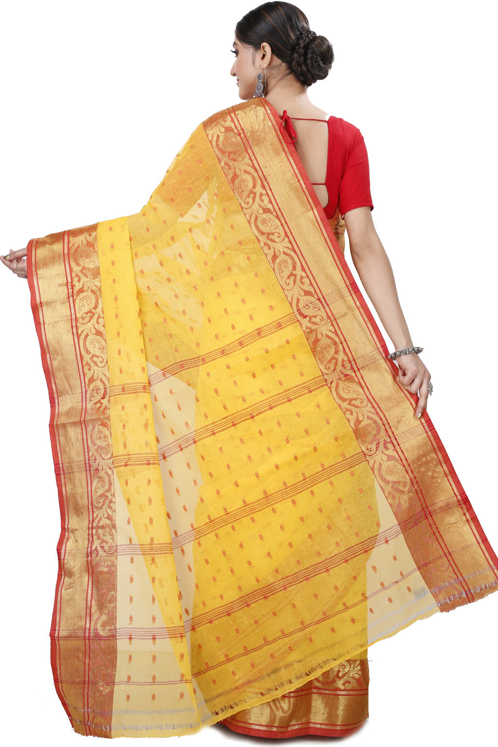Yellow Pure Cotton Sachi Tant Saree (1021)